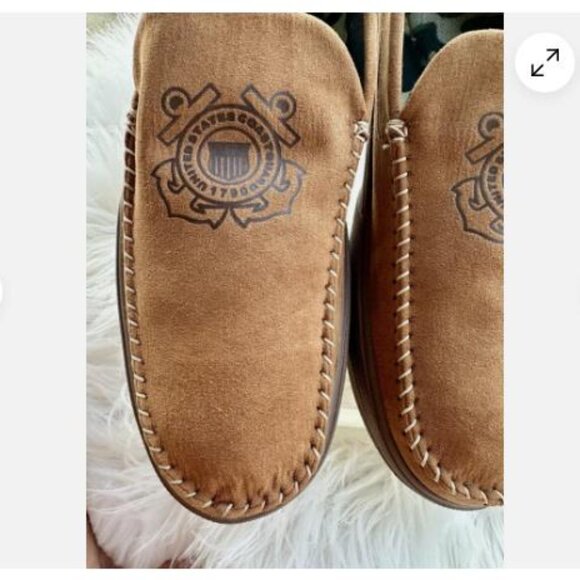 US Coastguard BRADFORD EXCHANGE Men's Faux Suede Moccasins Slippers Size 12 - Picture 2 of 7